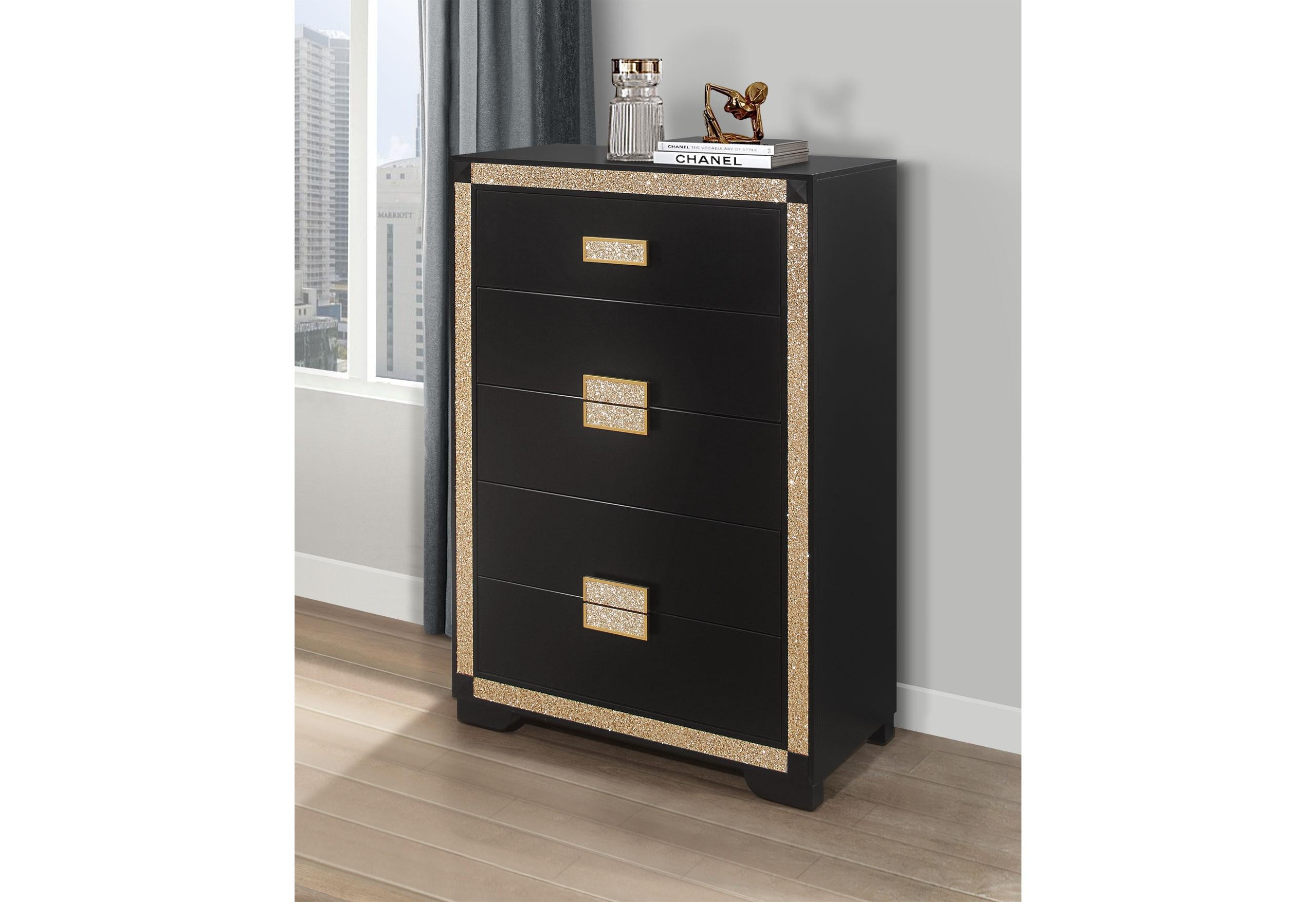 Global Furniture USA Blake Black/Gold Chest Global Furniture USA Blake Black/Gold Chest