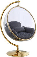 Luna Grey Fabric Acrylic Swing Bubble Accent Chair (2 Boxes) - NY Furniture Direct (NY)