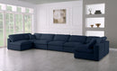 Serene Navy Linen Fabric Deluxe Cloud Modular Sectional - NY Furniture Direct (NY)