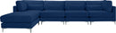 Julia Navy Velvet Modular Sectional (5 Boxes) - NY Furniture Direct (NY)