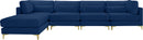 Julia Navy Velvet Modular Sectional (5 Boxes) - NY Furniture Direct (NY)