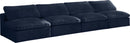 Cozy Navy Velvet Cloud Modular Armless Sofa - NY Furniture Direct (NY)