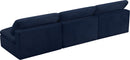 Cozy Navy Velvet Cloud Modular Armless Sofa - NY Furniture Direct (NY)