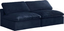 Cozy Navy Velvet Cloud Modular Armless Sofa - NY Furniture Direct (NY)