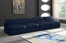Cozy Navy Velvet Cloud Modular Armless Sofa - NY Furniture Direct (NY)