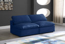 Cozy Navy Velvet Cloud Modular Armless Sofa - NY Furniture Direct (NY)