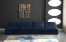 Cozy Navy Velvet Cloud Modular Armless Sofa - NY Furniture Direct (NY)