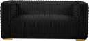 Ravish Black Velvet Loveseat