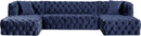 Coco Navy Velvet 3pc. Sectional (3 Boxes) - NY Furniture Direct (NY)