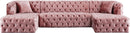 Coco Pink Velvet 3pc. Sectional (3 Boxes)