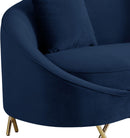 Serpentine Navy Velvet Loveseat - NY Furniture Direct (NY)