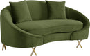 Serpentine Olive Velvet Loveseat - NY Furniture Direct (NY)
