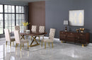 Excel Brown Zebra Wood Veneer Lacquer Extendable Dining Table (3 Boxes) - NY Furniture Direct (NY)
