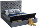 Bliss Grey Velvet Queen Bed (3 Boxes) - NY Furniture Direct (NY)