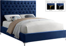 Cruz Navy Velvet Queen Bed - NY Furniture Direct (NY)
