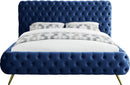 Delano Navy Velvet Queen Bed - NY Furniture Direct (NY)
