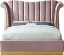 Flora Pink Velvet Queen Bed (3 Boxes) - NY Furniture Direct (NY)