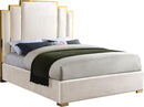 Hugo Cream Velvet Queen Bed - NY Furniture Direct (NY)