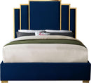 Hugo Navy Velvet Queen Bed - NY Furniture Direct (NY)