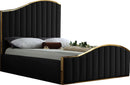 Jolie Black Velvet Queen Bed (3 Boxes) - NY Furniture Direct (NY)