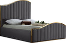 Jolie Grey Velvet Queen Bed (3 Boxes) - NY Furniture Direct (NY)