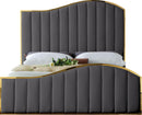 Jolie Grey Velvet Queen Bed (3 Boxes) - NY Furniture Direct (NY)