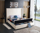 Kiki Cream Velvet King Bed (3 Boxes) - NY Furniture Direct (NY)