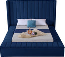 Kiki Navy Velvet Queen Bed (3 Boxes) - NY Furniture Direct (NY)