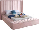 Kiki Pink Velvet Queen Bed (3 Boxes) - NY Furniture Direct (NY)