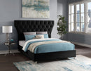 Kira Black Velvet Queen Bed