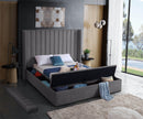 Kiki Grey Velvet Queen Bed (3 Boxes) - NY Furniture Direct (NY)