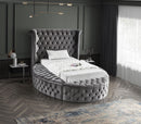 Luxus Grey Velvet Twin Bed (3 Boxes)