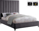 Via Grey Velvet Queen Bed - NY Furniture Direct (NY)