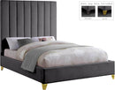 Via Grey Velvet Queen Bed - NY Furniture Direct (NY)