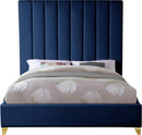 Via Navy Velvet Queen Bed - NY Furniture Direct (NY)