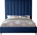 Via Navy Velvet Queen Bed - NY Furniture Direct (NY)