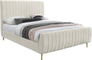 Zara Cream Velvet Queen Bed (3 Boxes) - NY Furniture Direct (NY)