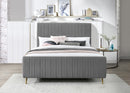 Zara Grey Velvet Queen Bed (3 Boxes) - NY Furniture Direct (NY)