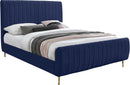 Zara Navy Velvet Queen Bed (3 Boxes) - NY Furniture Direct (NY)