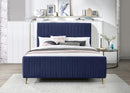 Zara Navy Velvet Queen Bed (3 Boxes) - NY Furniture Direct (NY)