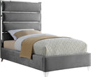 Zuma Grey Velvet Twin Bed - NY Furniture Direct (NY)