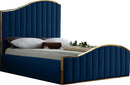 Jolie Navy Velvet Queen Bed (3 Boxes) - NY Furniture Direct (NY)