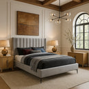 Nadia Cream Velvet Queen Bed