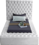 Bliss White Velvet Twin Bed (3 Boxes)