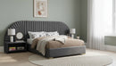 Cleo Grey Velvet King Bed (3 Boxes)