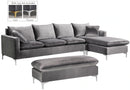 Naomi Grey Velvet 2pc. Reversible Sectional