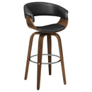 Zion Upholstered Swivel Bar Stool Walnut and Black - NY Furniture Direct (NY)