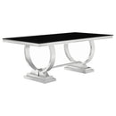 Antoine Rectangular Dining Table Chrome and Black - NY Furniture Direct (NY)