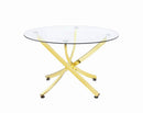 Beckham Round Dining Table Brass and Clear - NY Furniture Direct (NY)