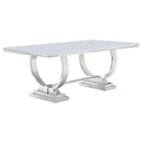 Antoine Rectangle Dining Table White and Chrome - NY Furniture Direct (NY)